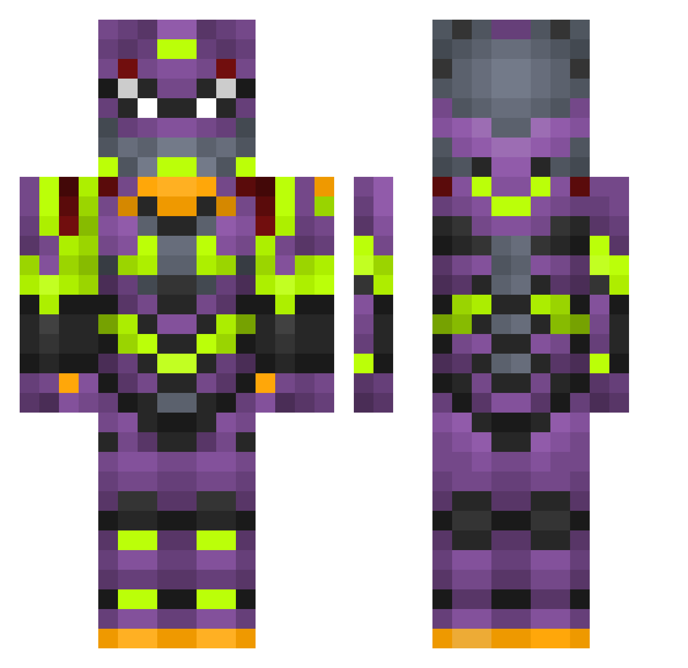 Vexxter Minecraft skin, front and back view
