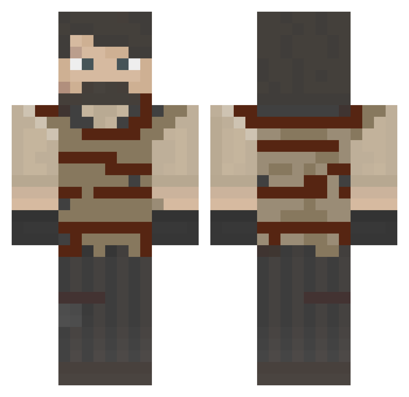 mqfaa Minecraft skin, front and back view