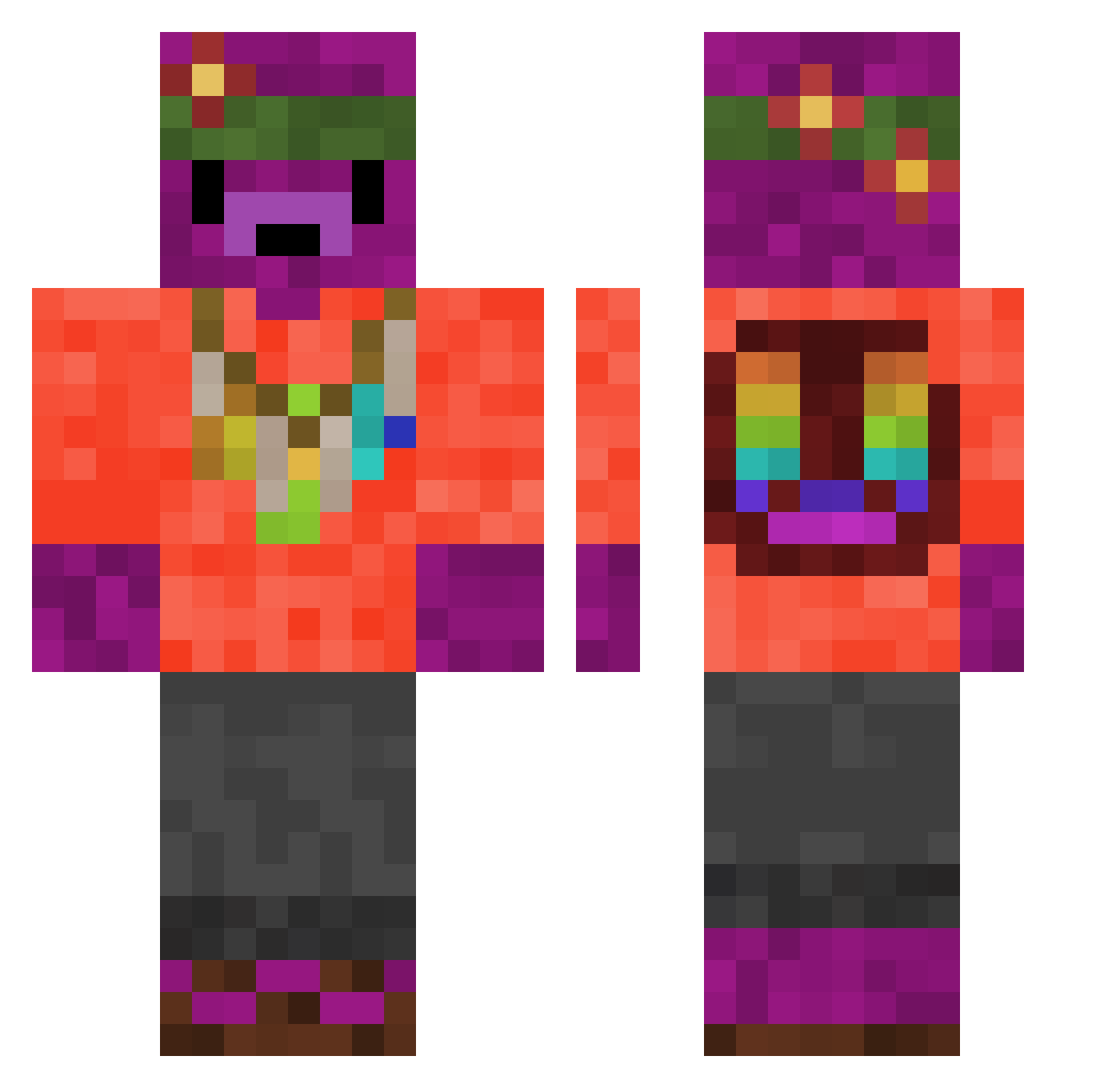 3McYeet Minecraft skin, front and back view