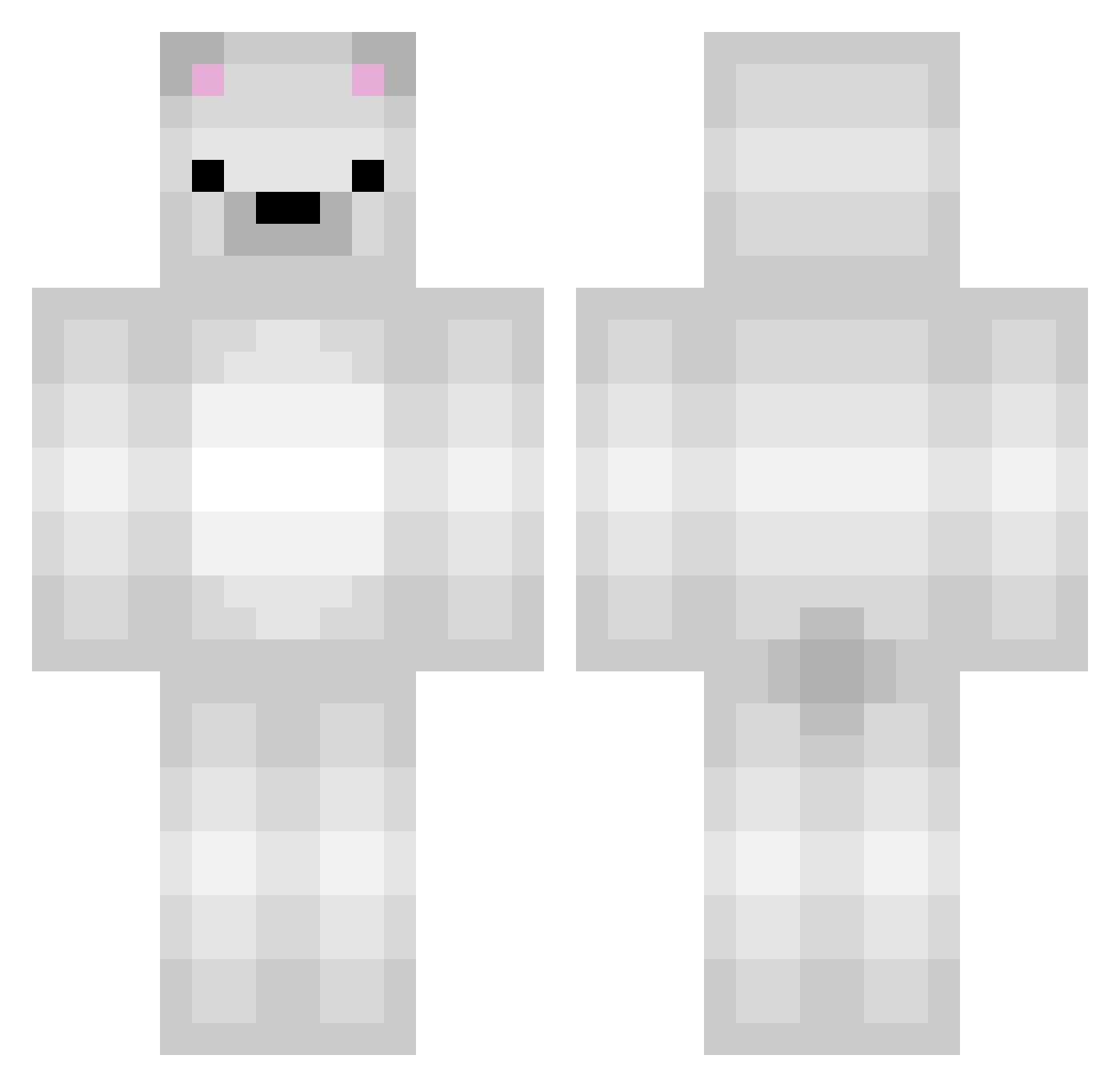 pyukumukus Minecraft skin, front and back view