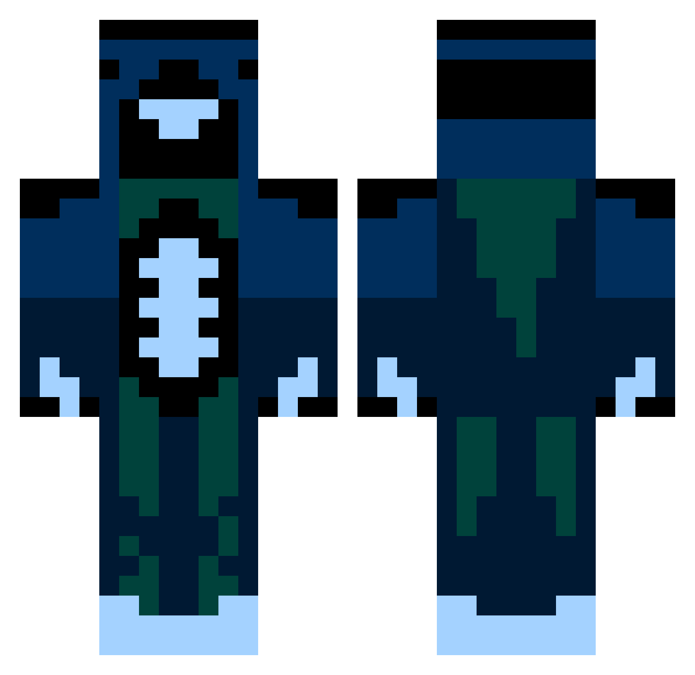 Yrsresistance Minecraft skin, front and back view