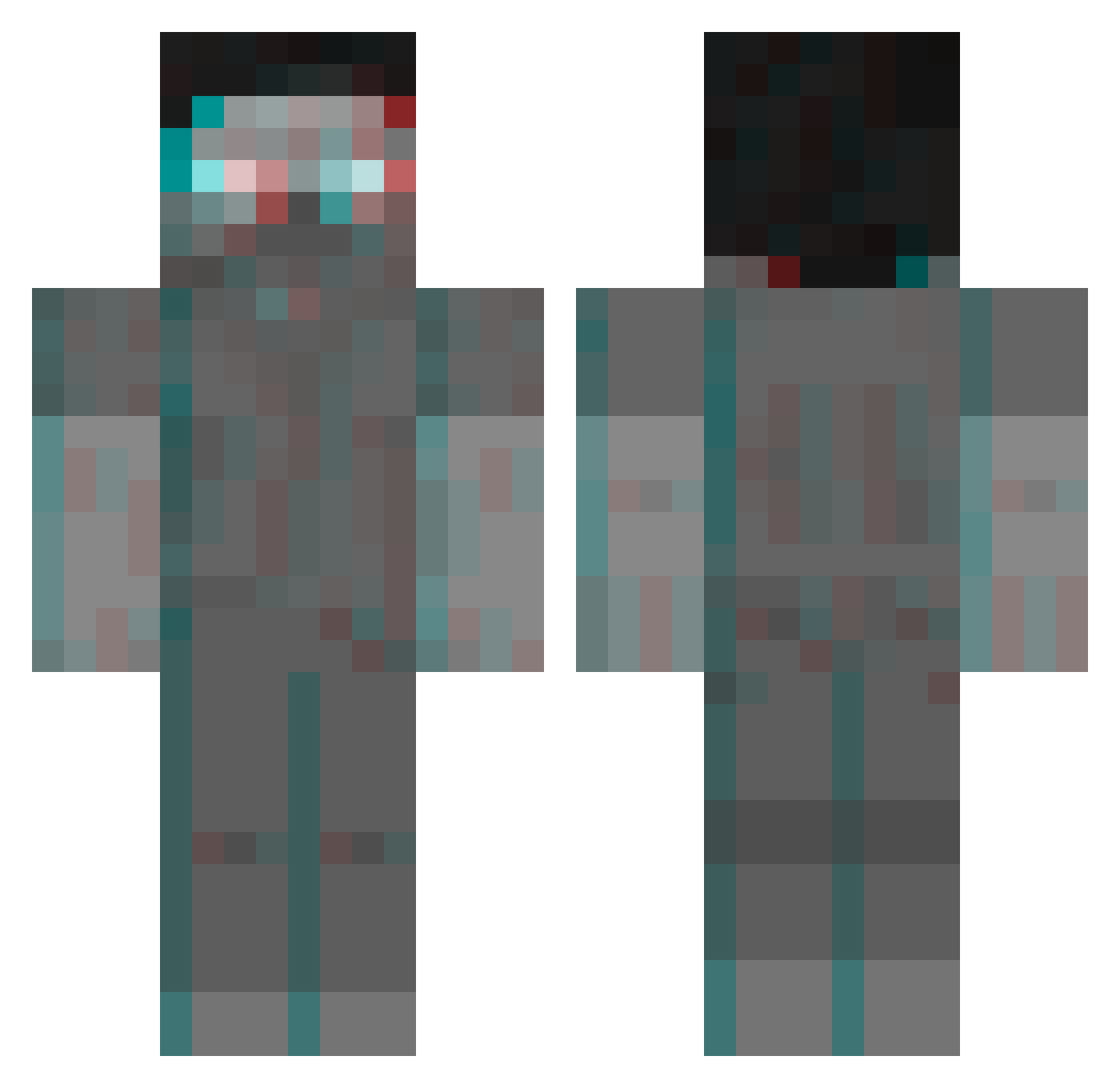 UARESOBAD Minecraft skin, front and back view