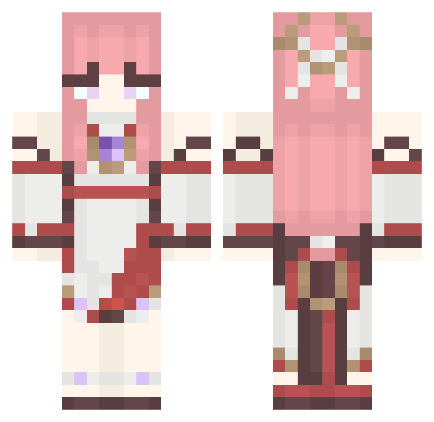 MinecraftImpact Minecraft skin, front and back view