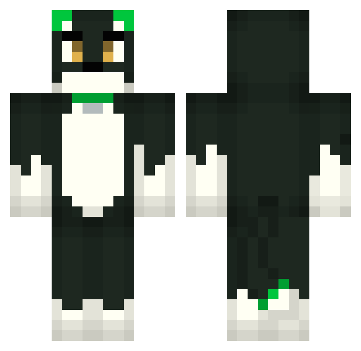XeonDingo Minecraft skin, front and back view
