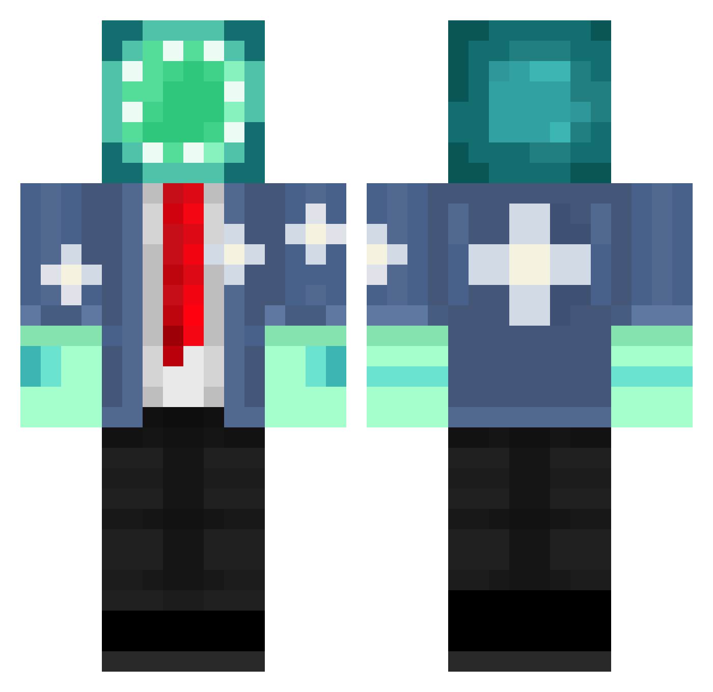 Serverzyo Minecraft skin, front and back view