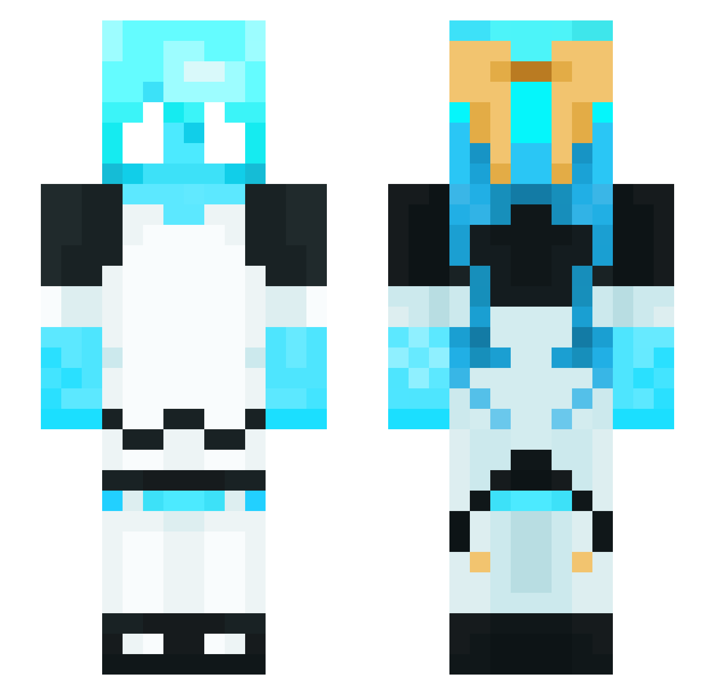 rainbowavians Minecraft skin, front and back view