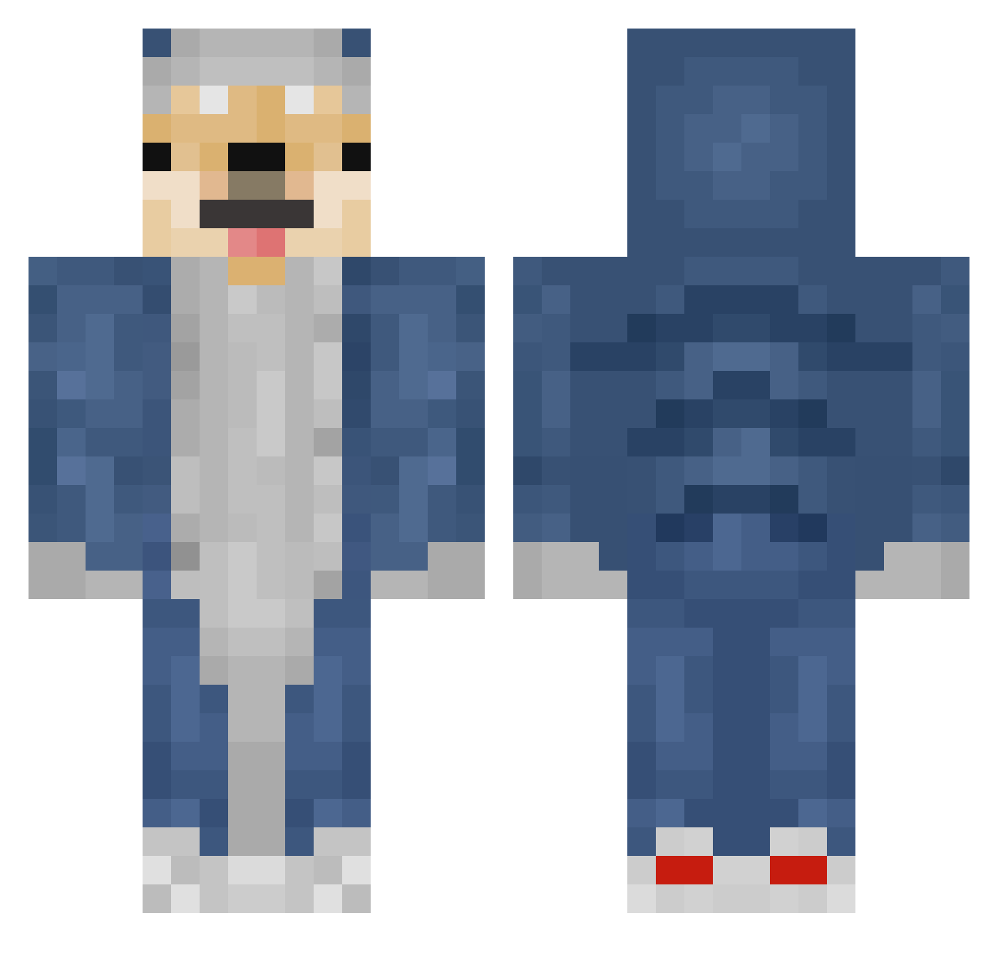 Linter Minecraft skin, front and back view