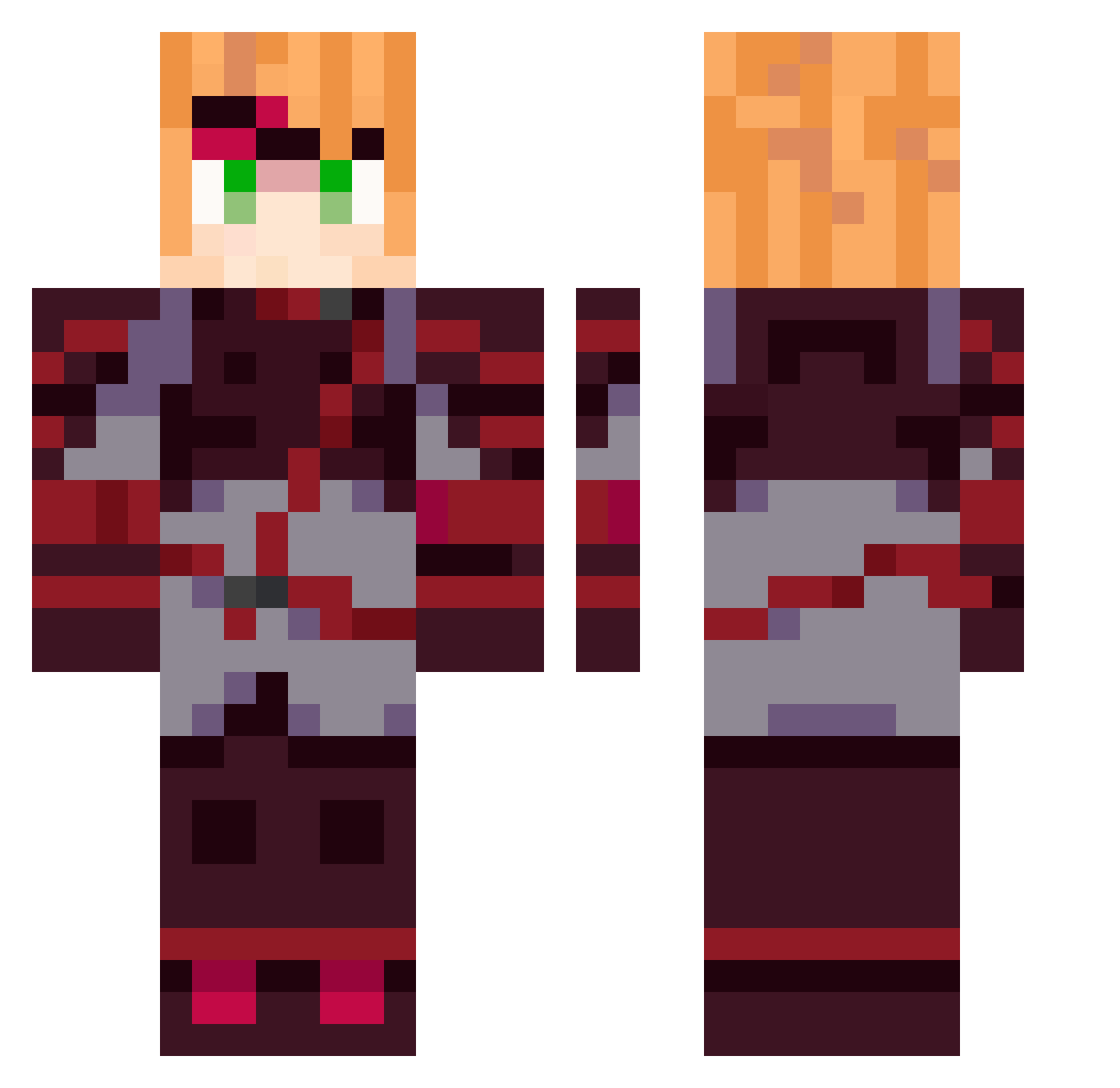 SoleVoice34438 Minecraft skin, front and back view