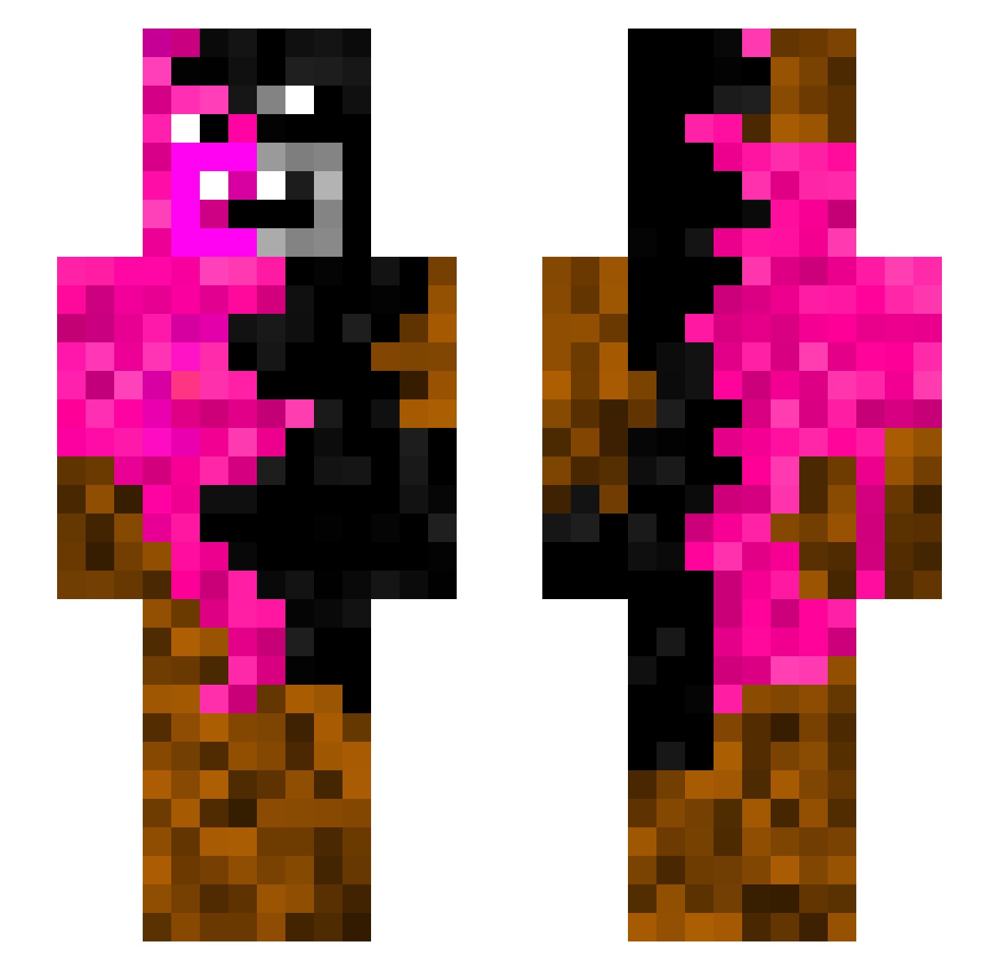 WhiteSnowPanda Minecraft skin, front and back view