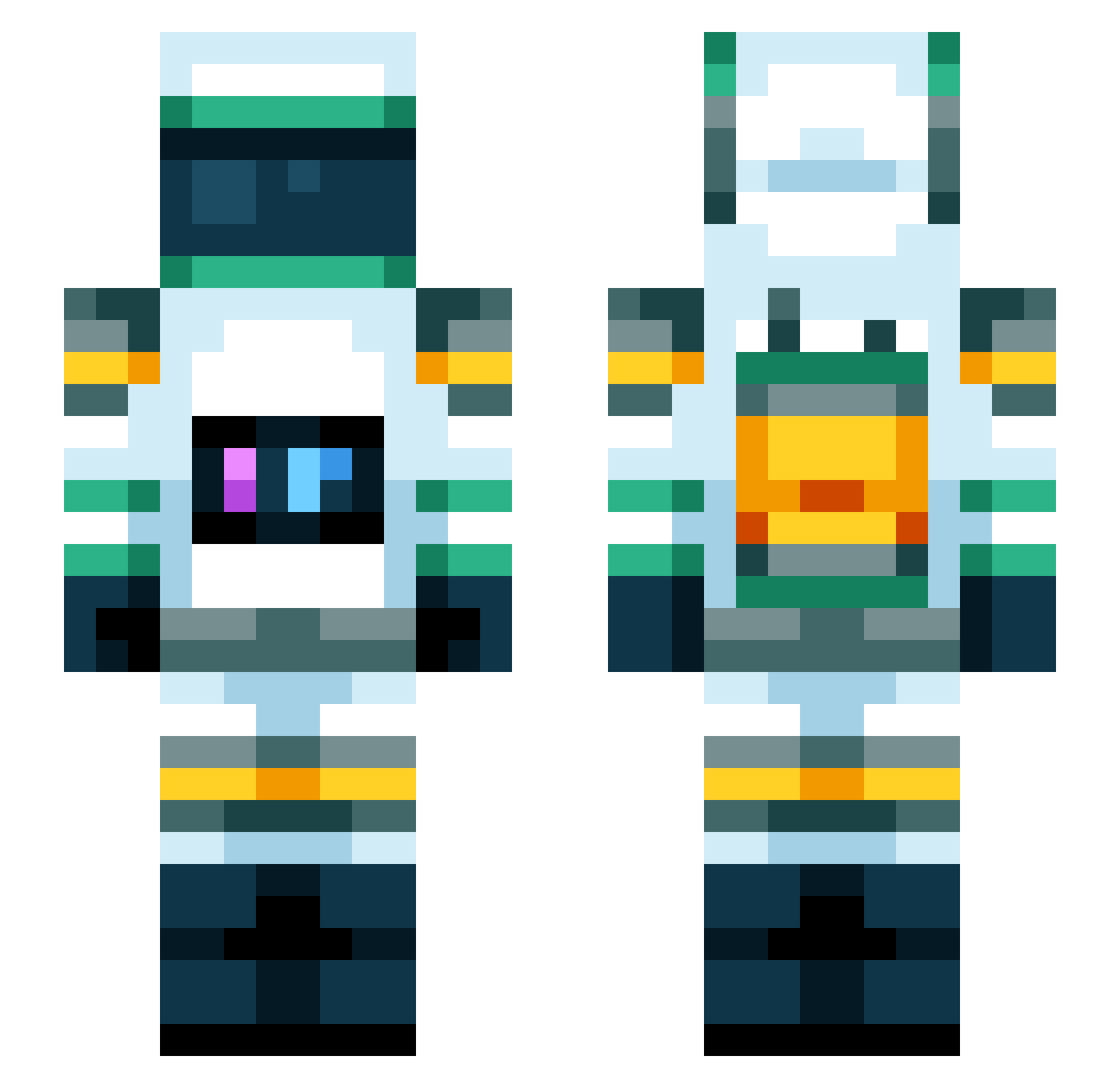 V1ZIOR Minecraft skin, front and back view