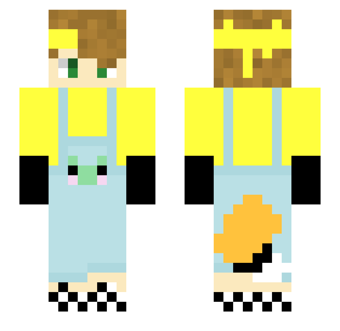 RedSpanna Minecraft skin, front and back view