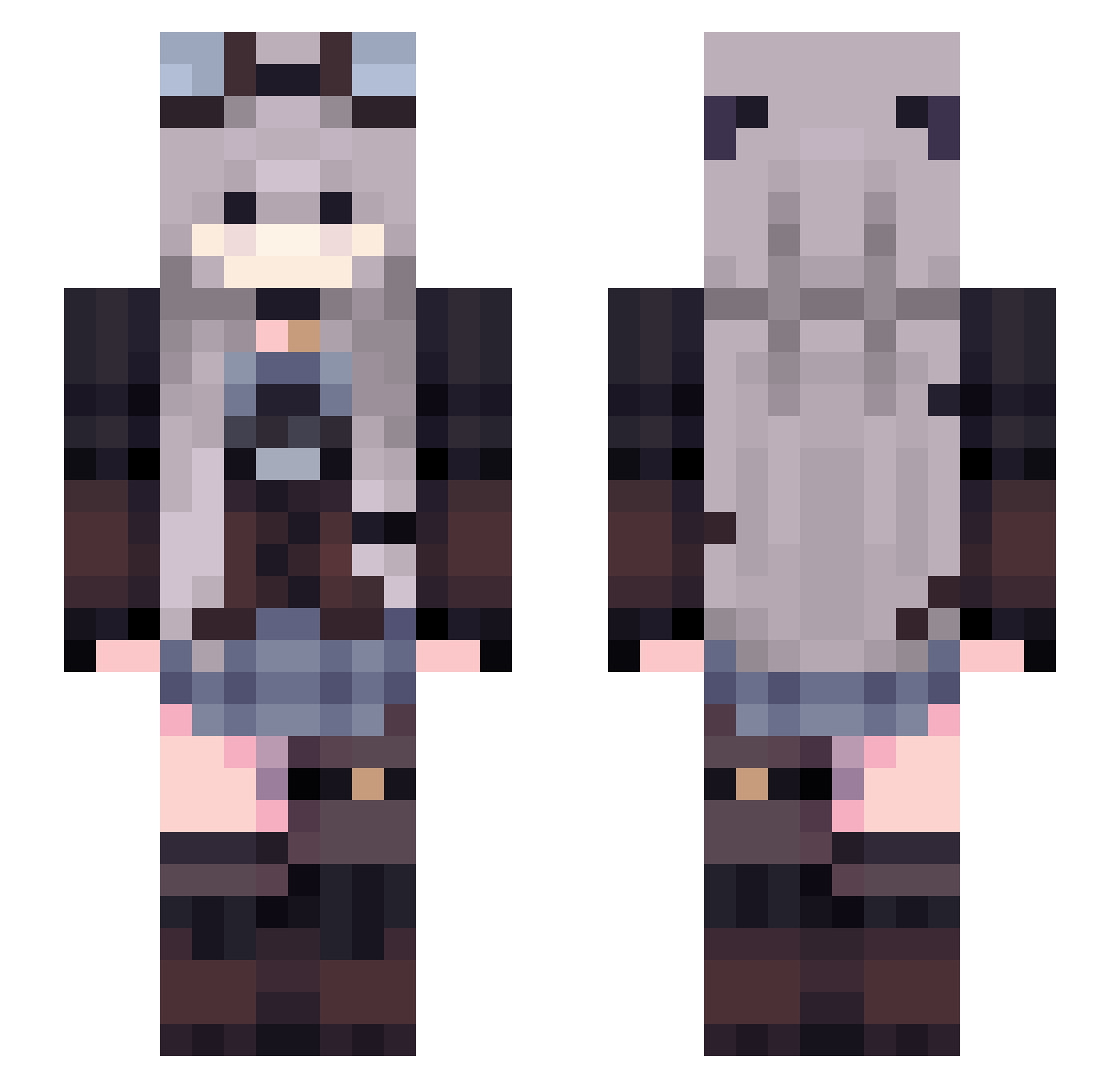 tinklesplat Minecraft skin, front and back view