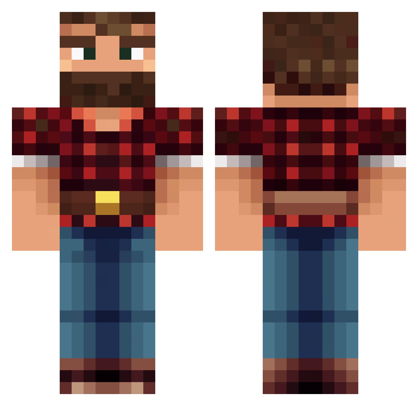 Poegoom3 Minecraft skin, front and back view