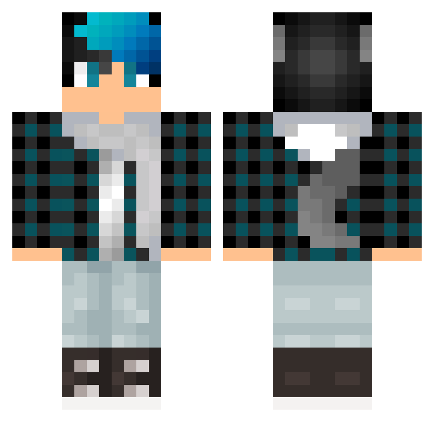DankTrash Minecraft skin, front and back view