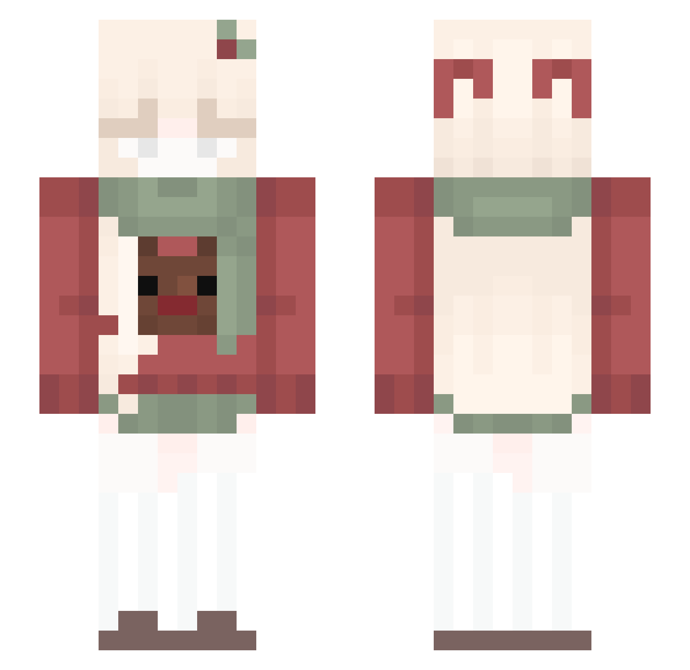 H4n4ko Minecraft skin, front and back view