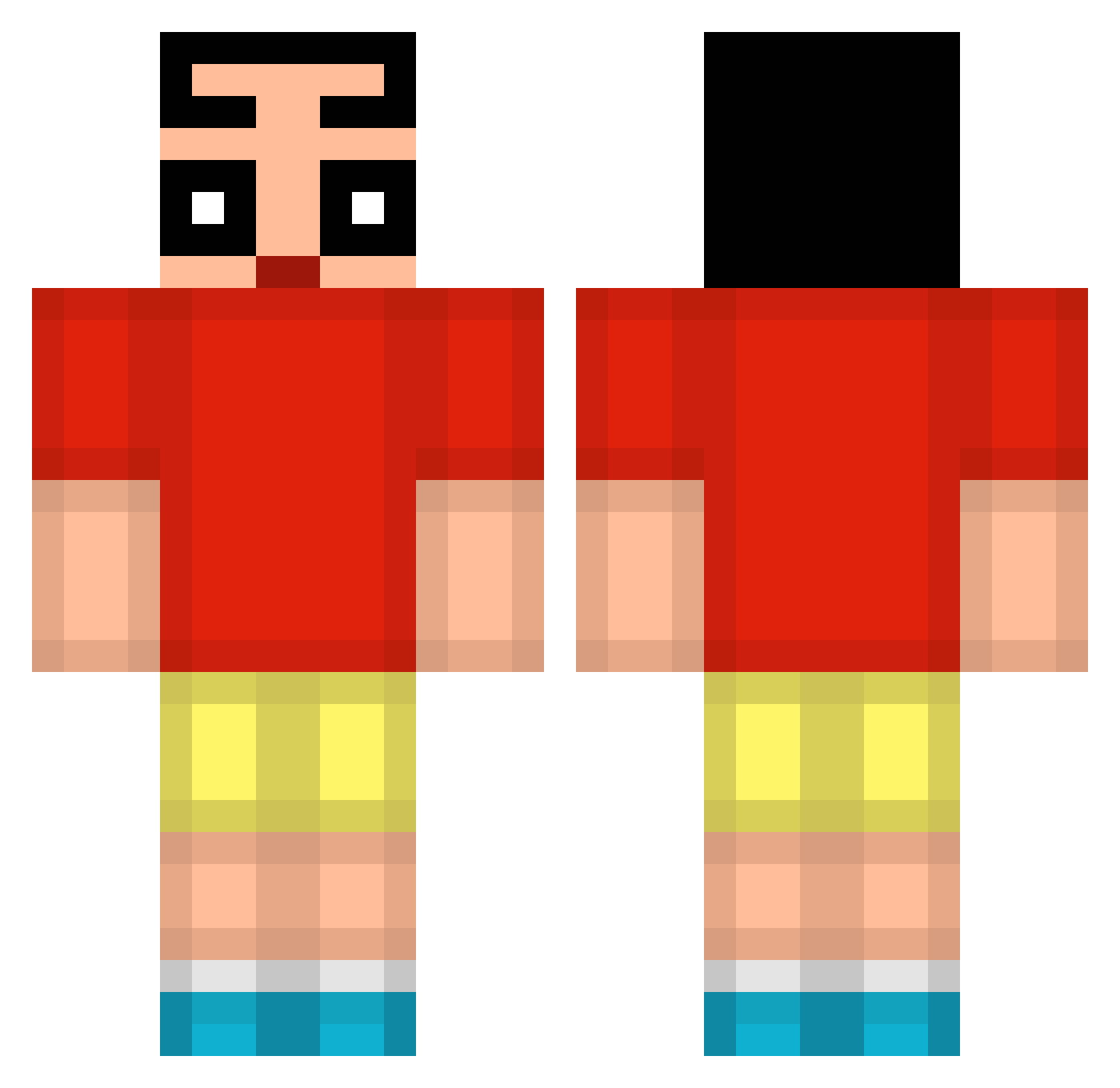 ItsBeamO Minecraft skin, front and back view