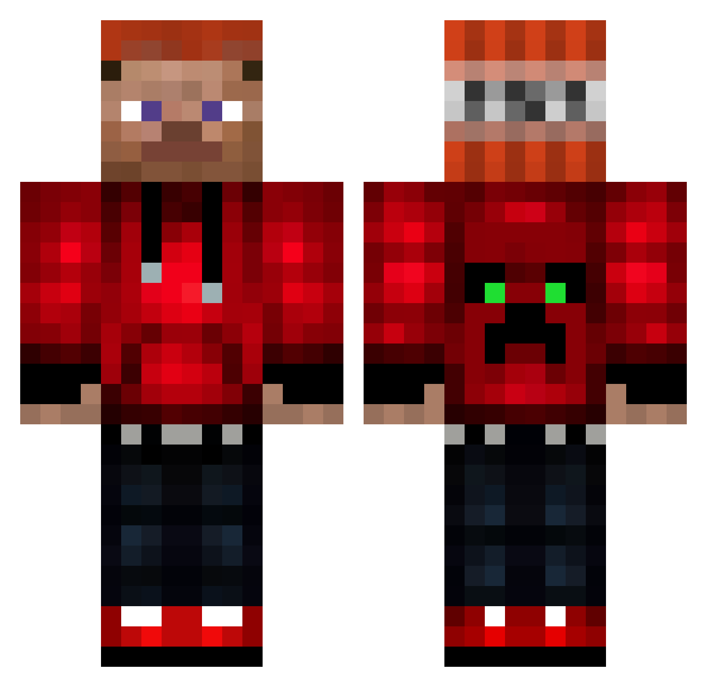 DirtCrafto Minecraft skin, front and back view