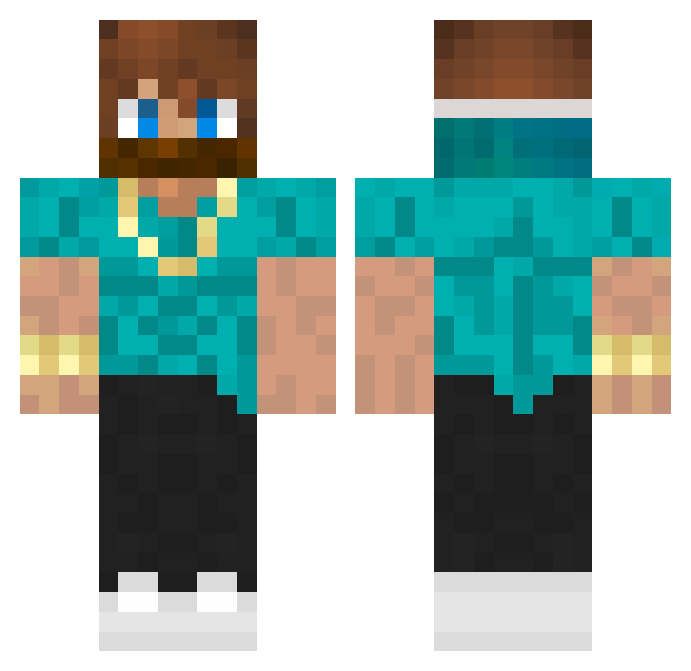 Proluc Minecraft skin, front and back view