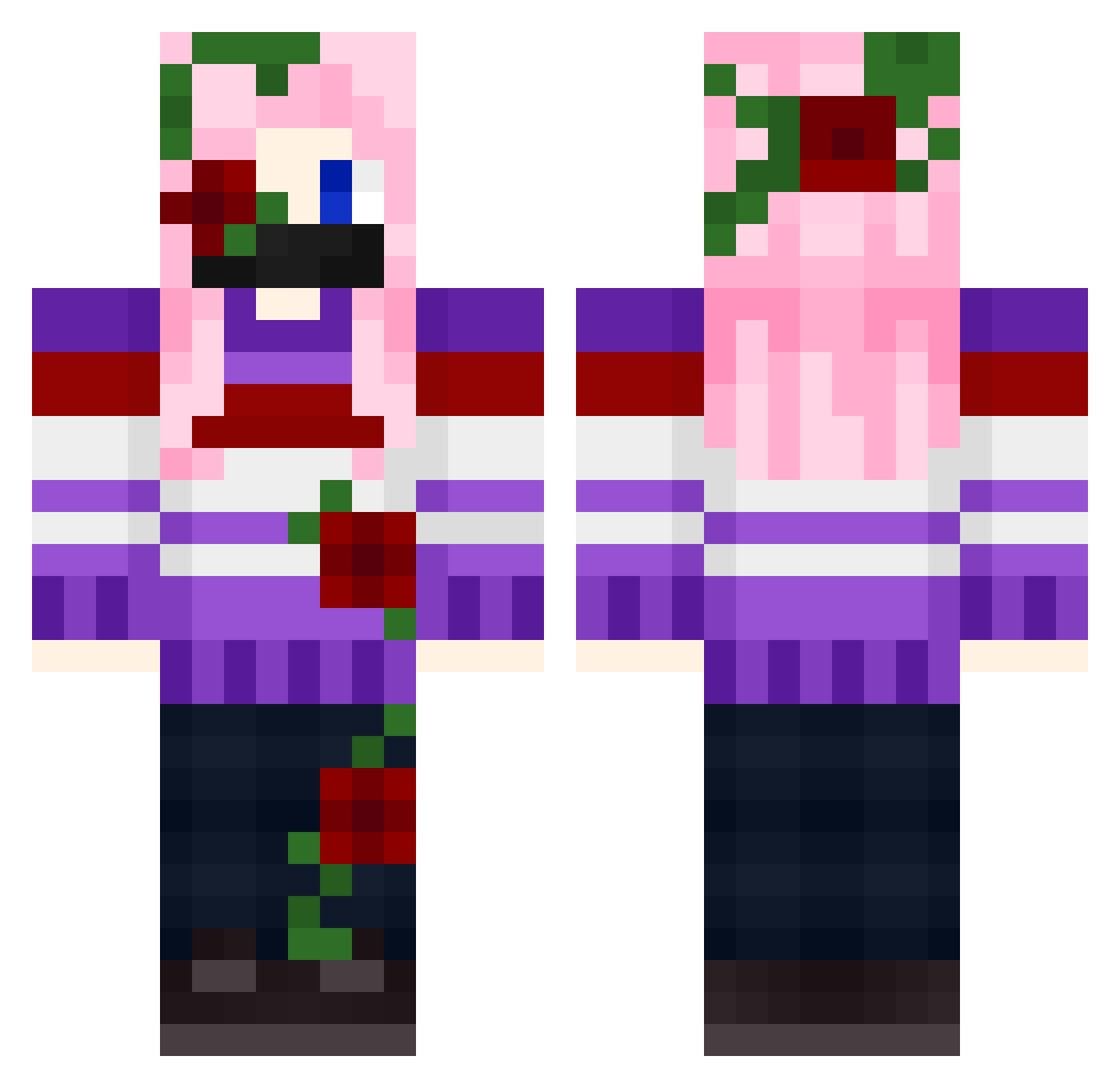 RoseyThorn5 Minecraft skin, front and back view