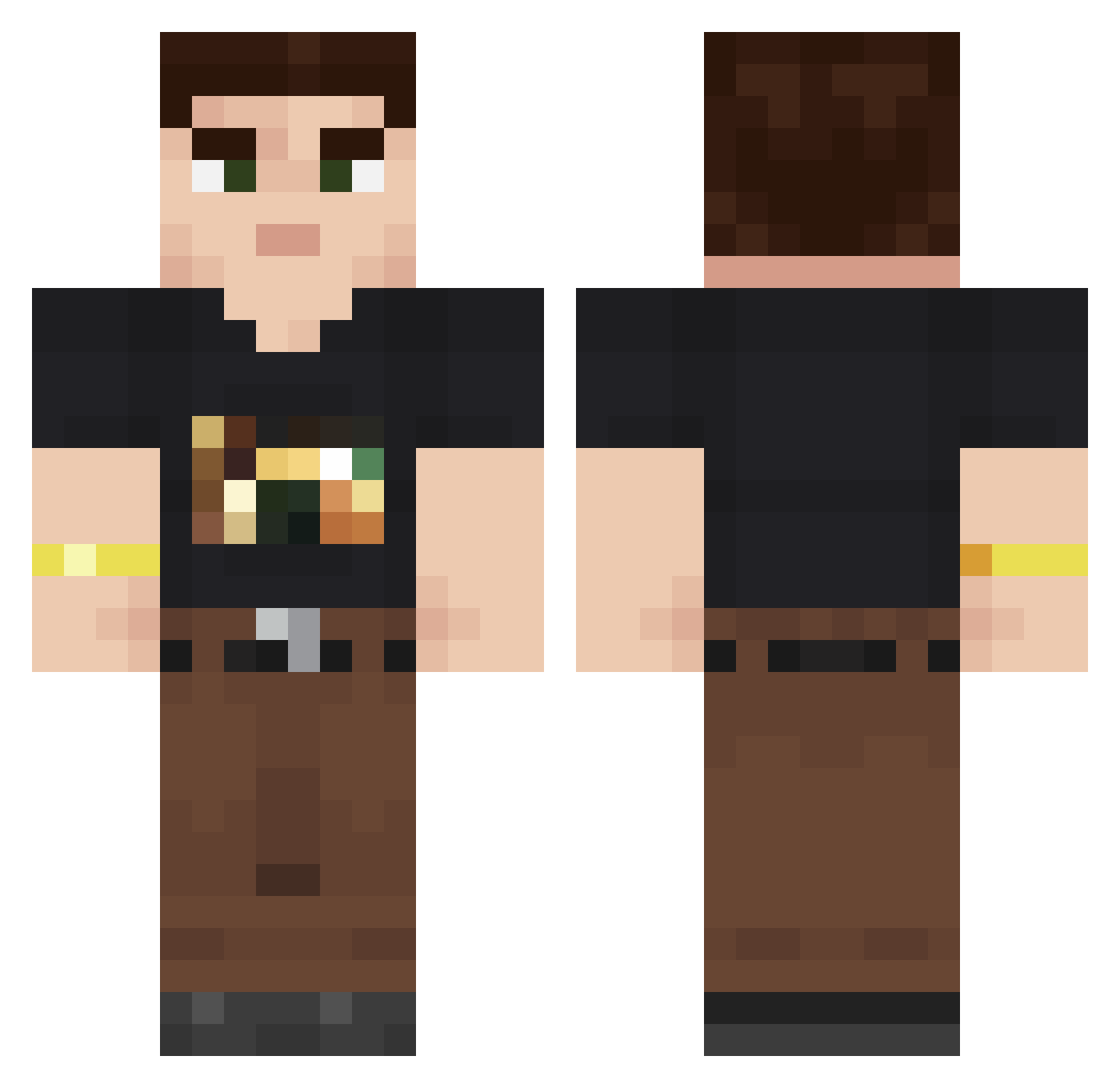 Kazutm1 Minecraft skin, front and back view