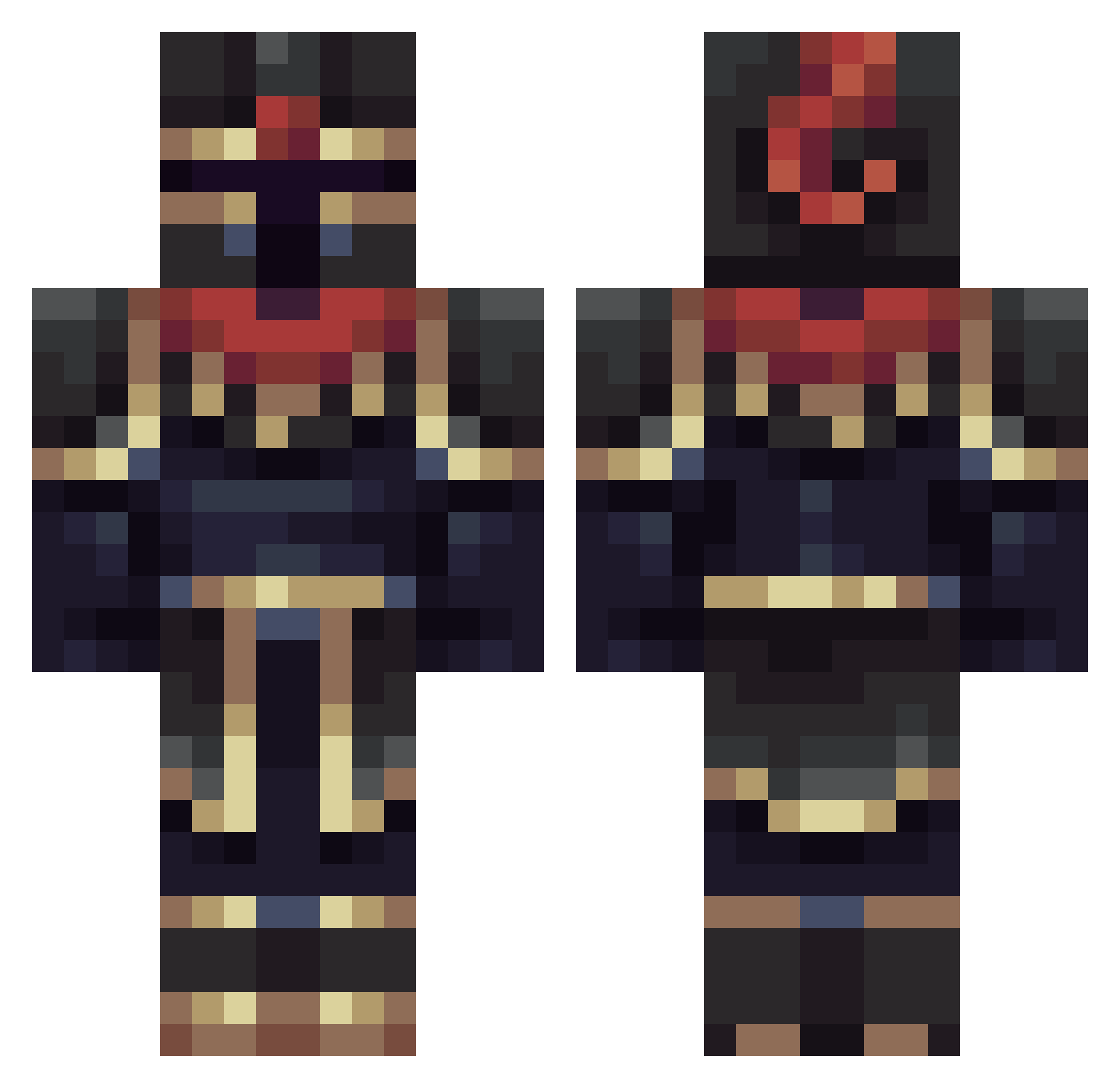 qwernwhacked Minecraft skin, front and back view