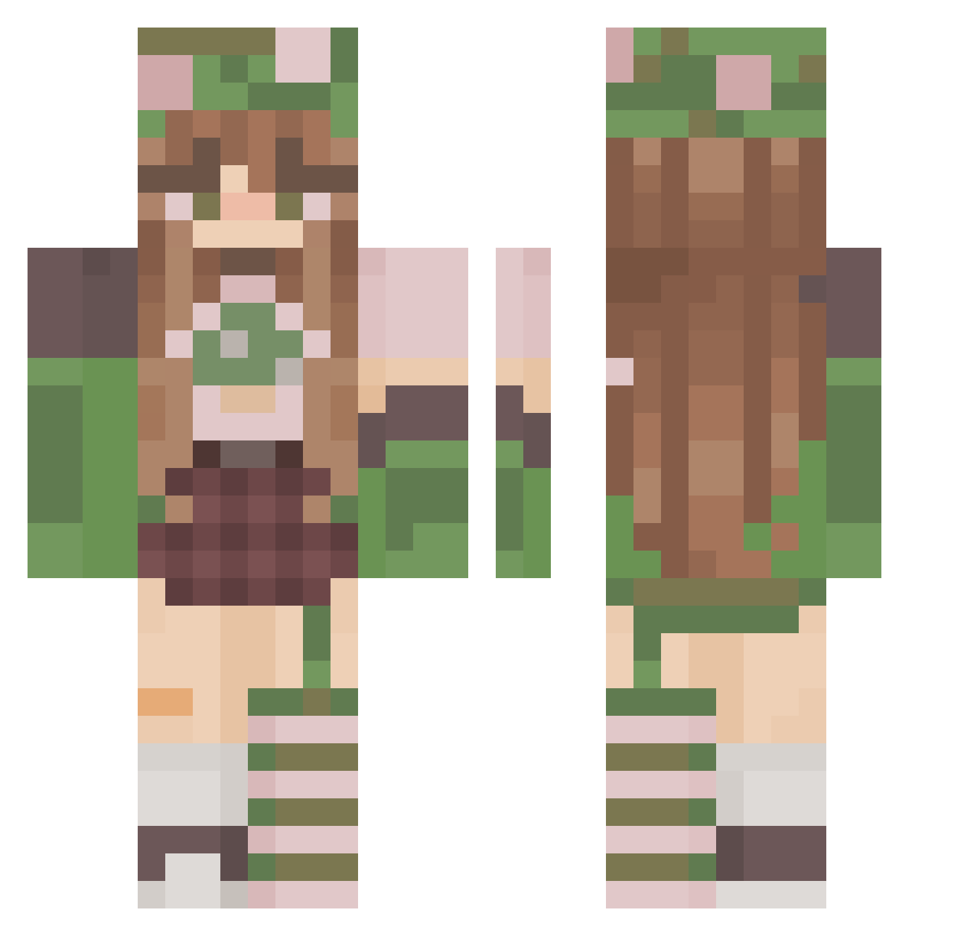 FloraMinecraft Minecraft skin, front and back view