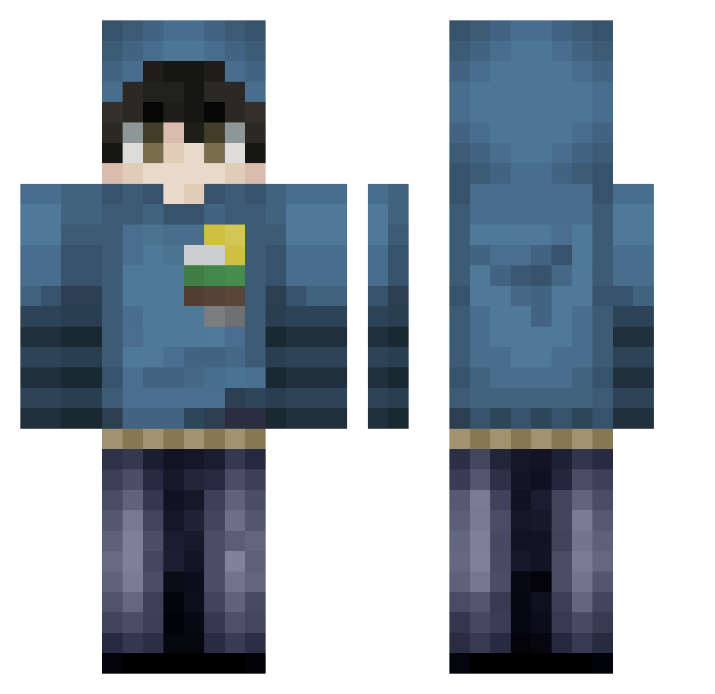 unnie1 Minecraft skin, front and back view
