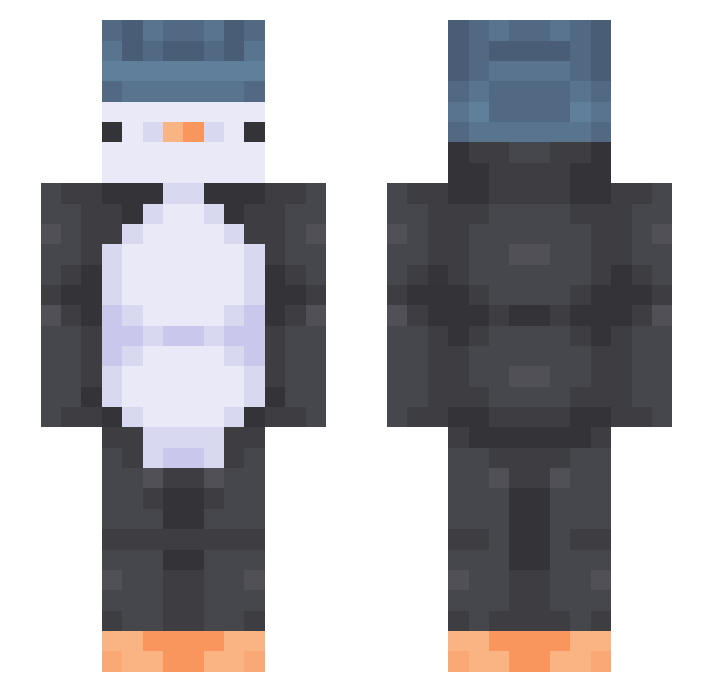 shrinkers Minecraft skin, front and back view