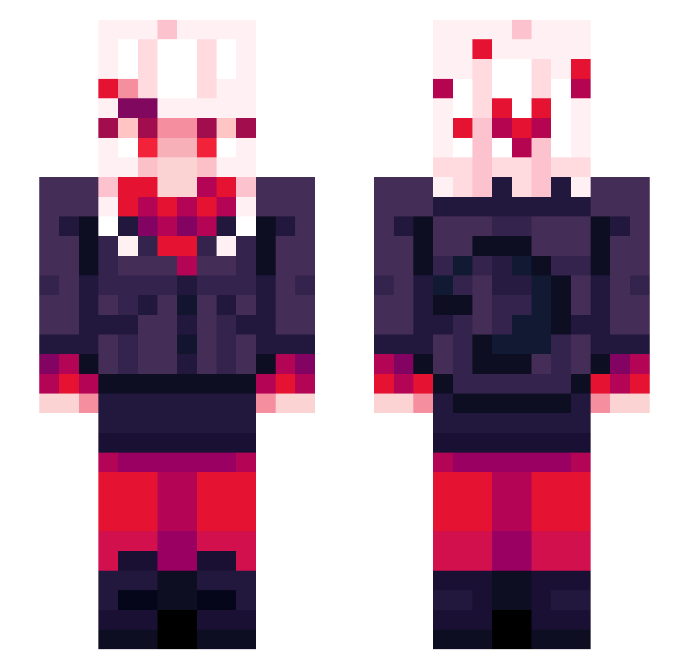 AnnaVelvet Minecraft skin, front and back view