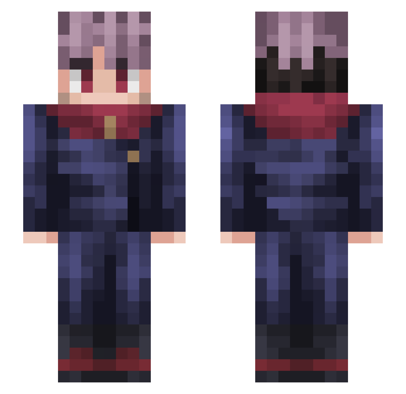 MoreMeteor Minecraft skin, front and back view