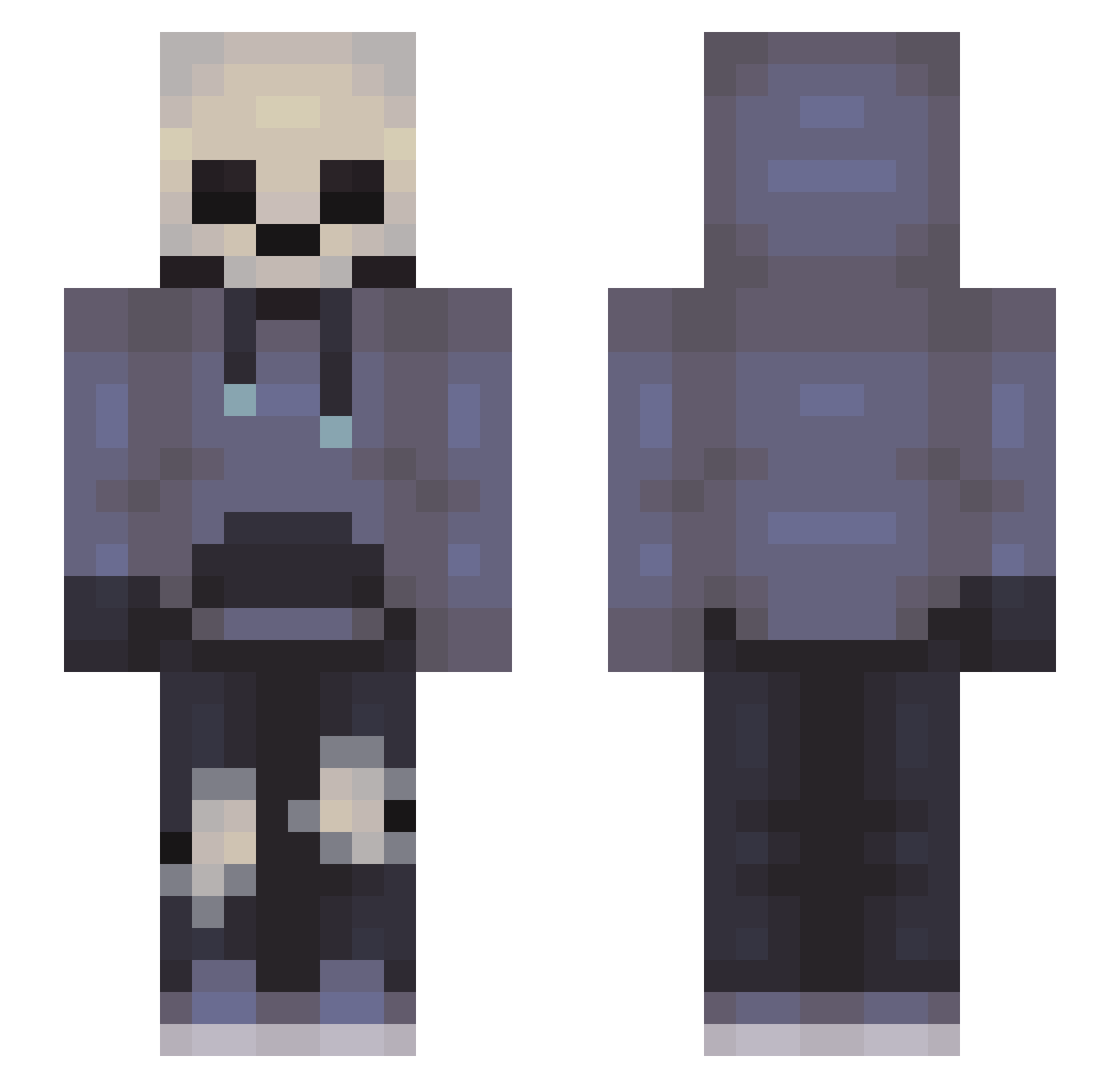 SirXodus Minecraft skin, front and back view