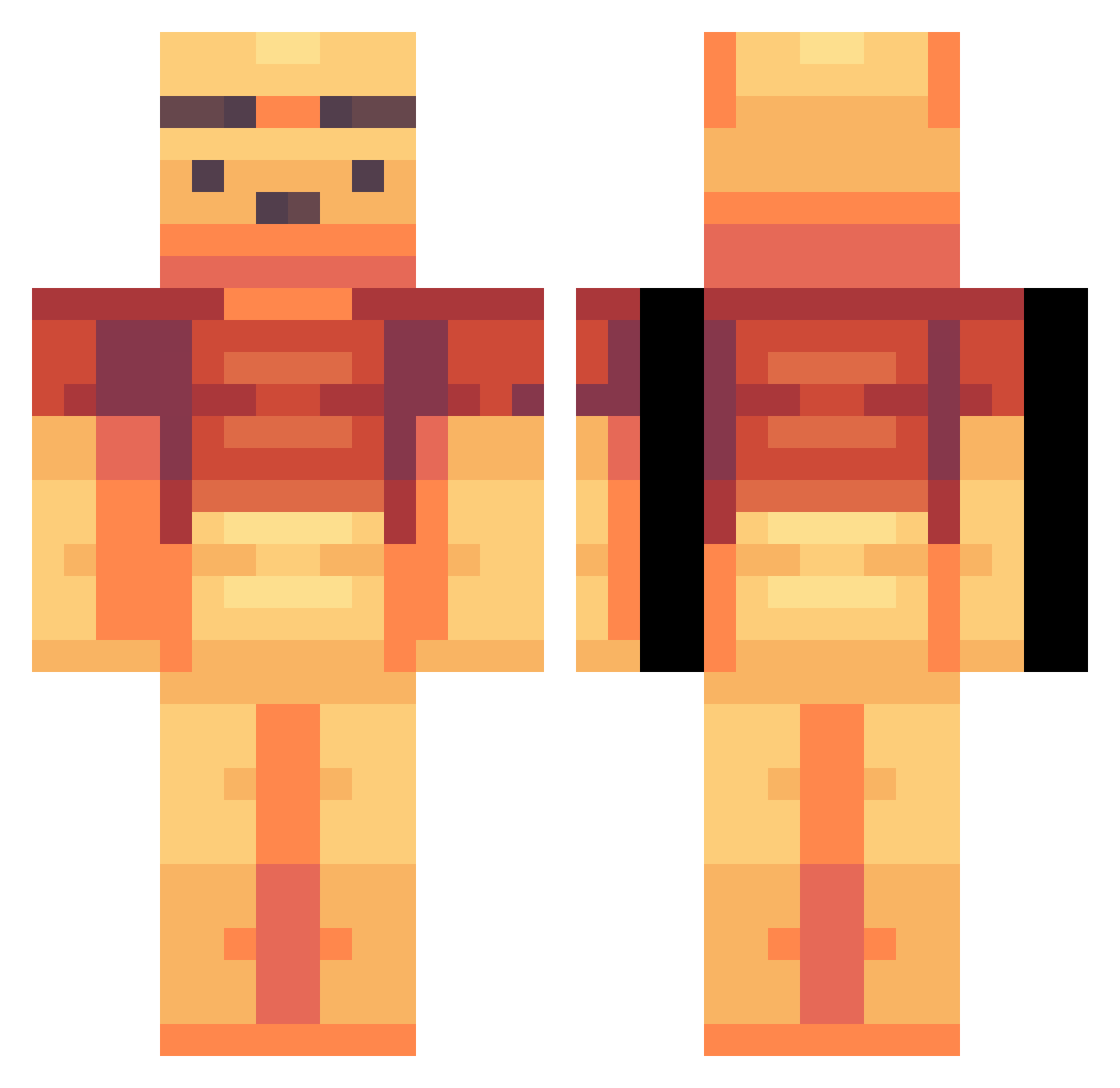 Mevrouwtje_kaas Minecraft skin, front and back view