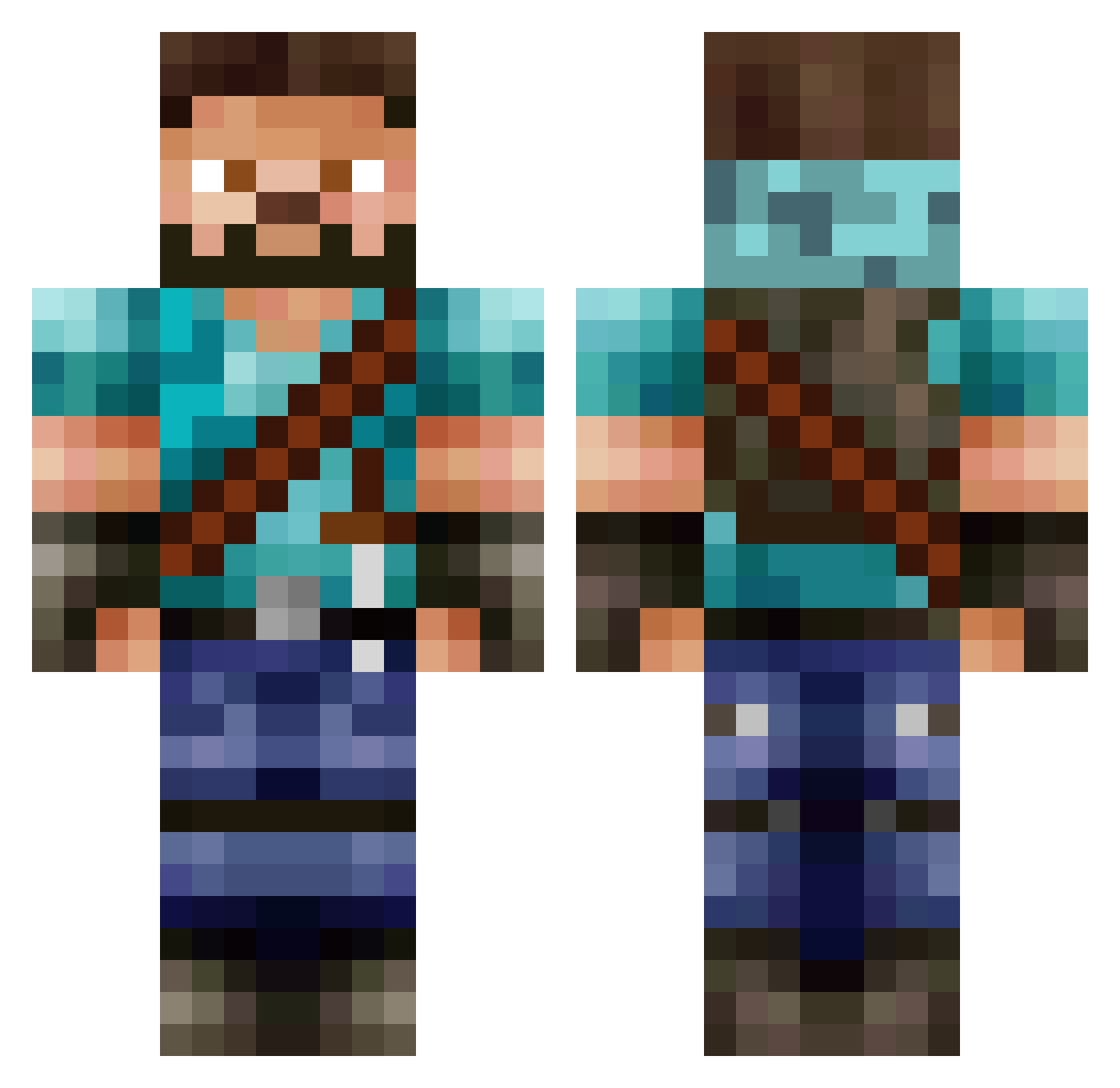 SanGrail Minecraft skin, front and back view