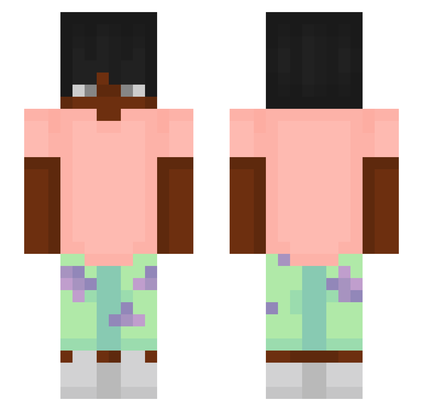sinners Minecraft skin, front and back view