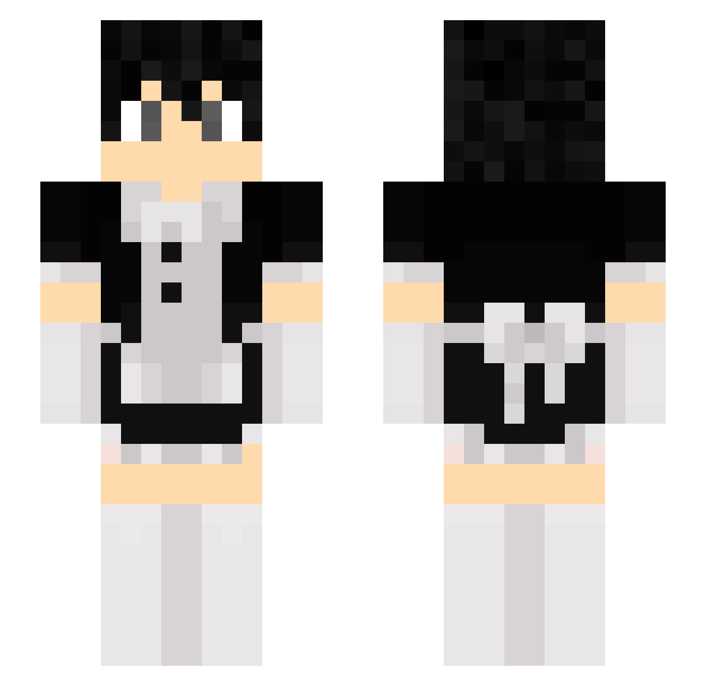 PeakSilent Minecraft skin, front and back view