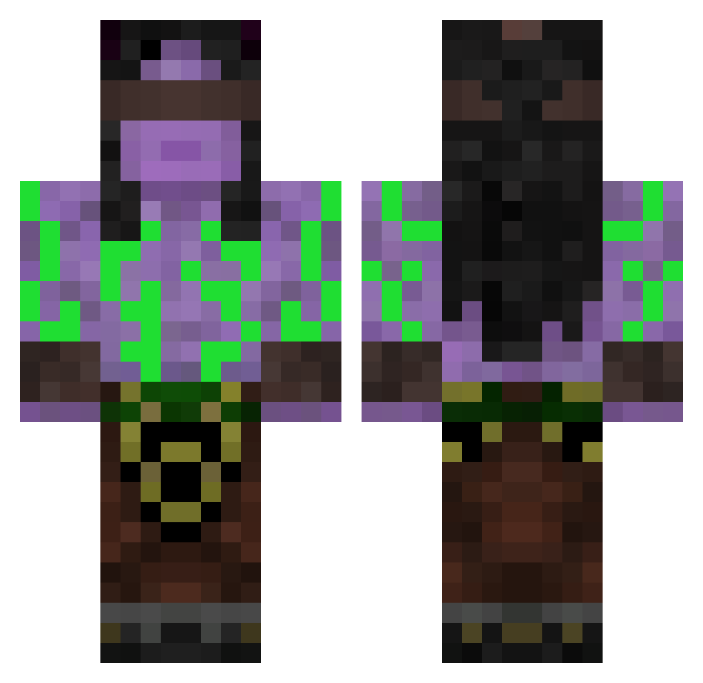 Beerny Minecraft skin, front and back view