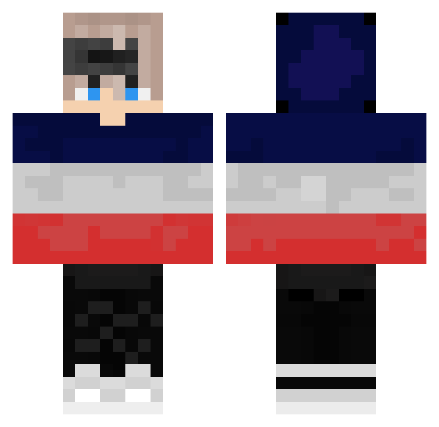 LvckyAim Minecraft skin, front and back view