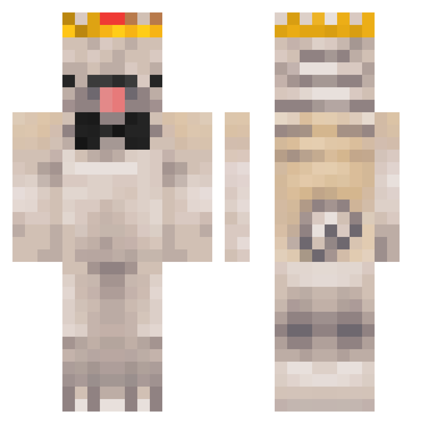 RaineCloud Minecraft skin, front and back view
