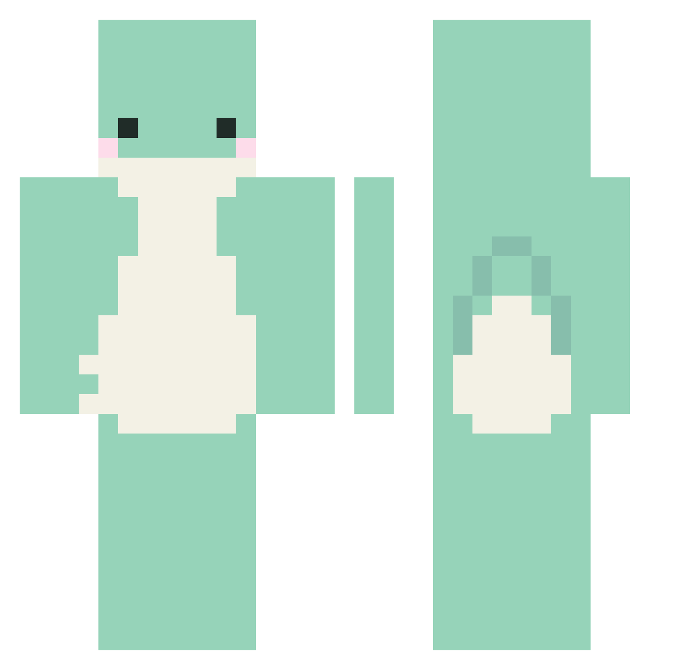tuttel Minecraft skin, front and back view