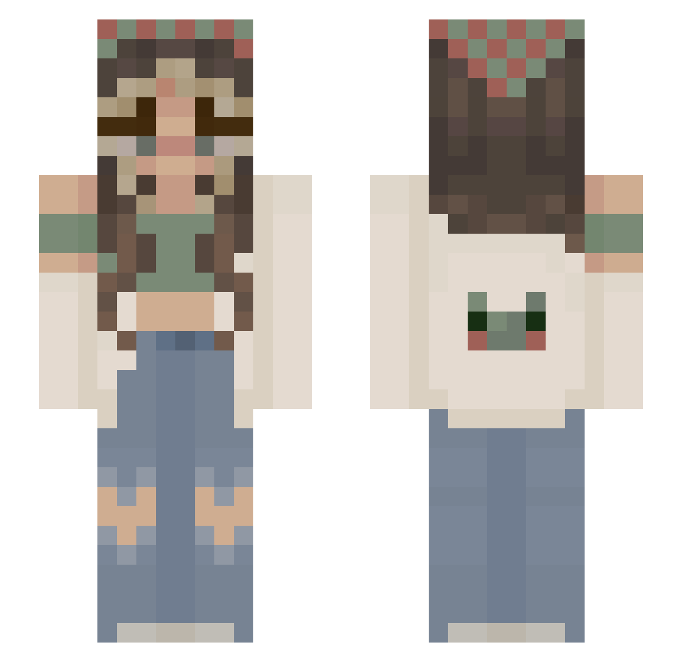 Elsooperbeasto Minecraft skin, front and back view