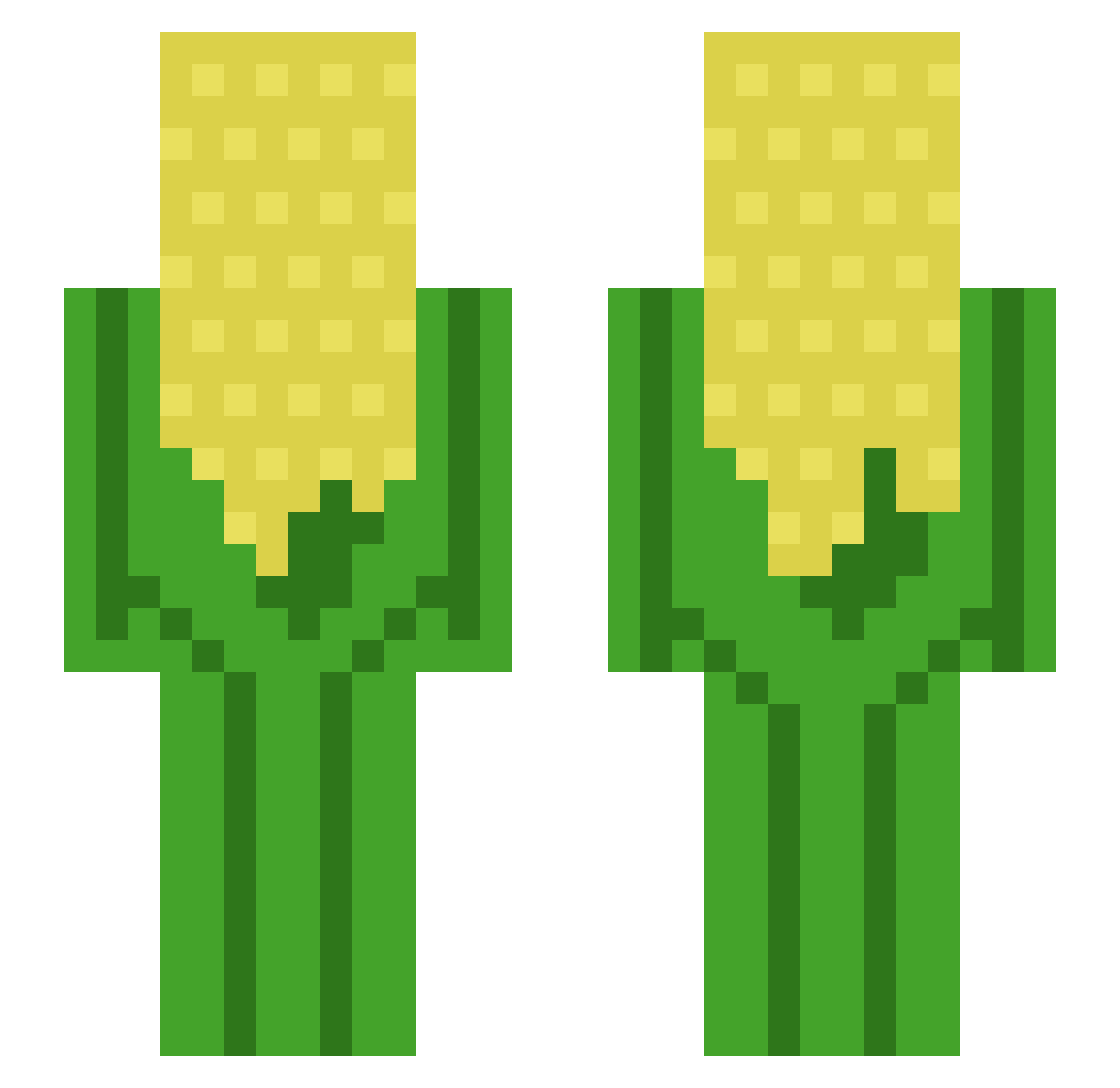 rllybutteredcorn Minecraft skin, front and back view