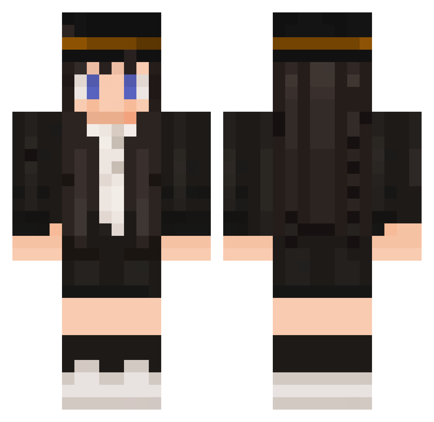 GoldenFeather Minecraft skin, front and back view