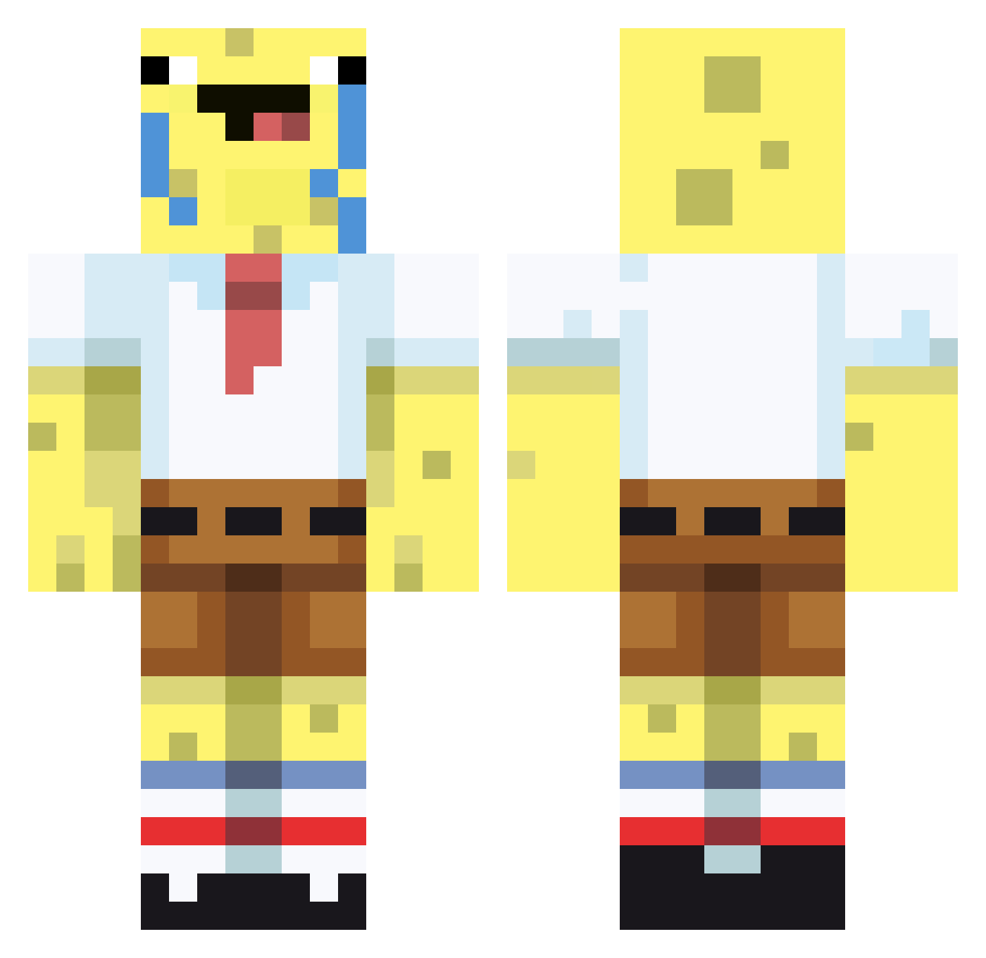 SpongeBawbb Minecraft skin, front and back view