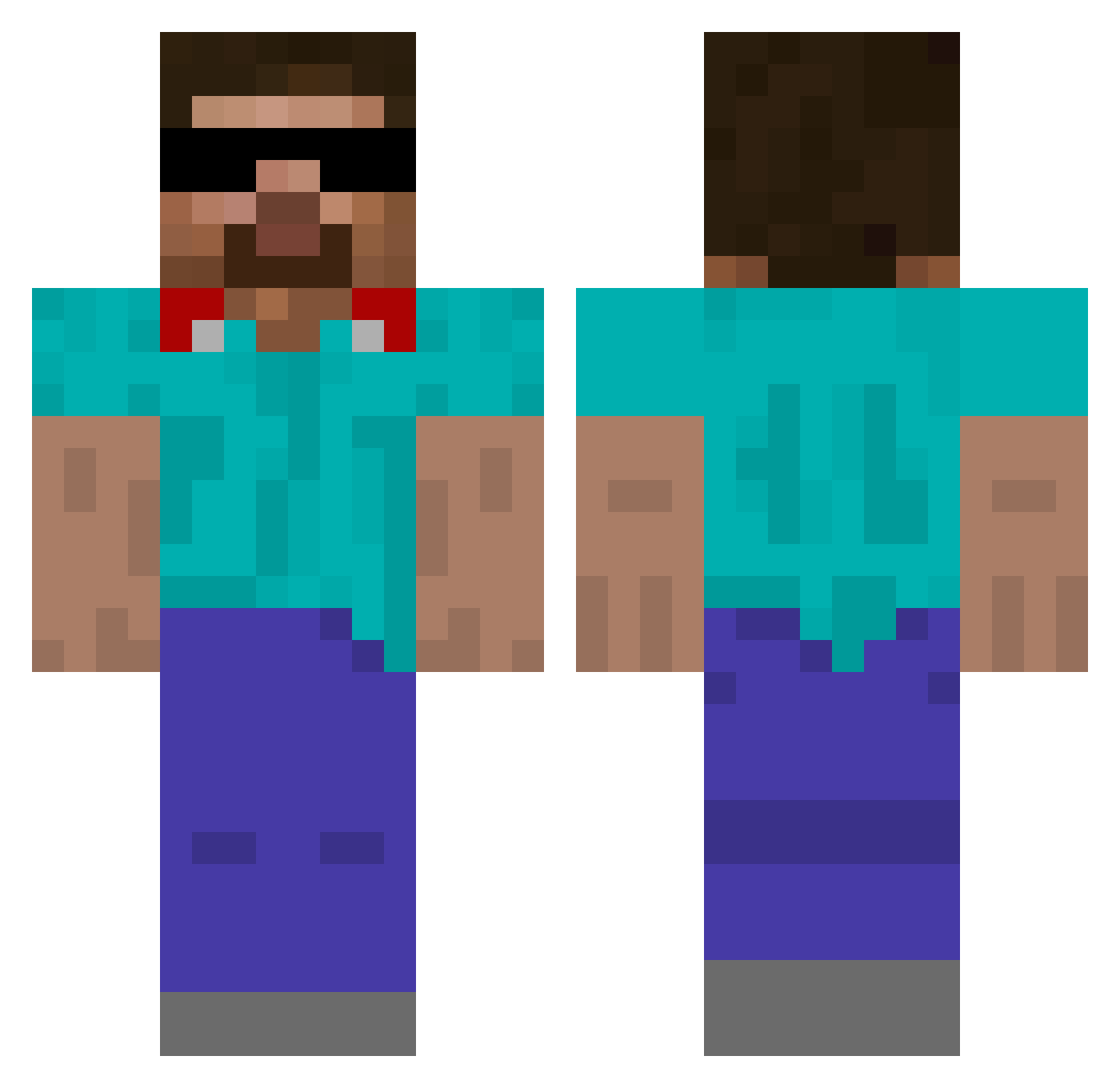 ProBoiz95 Minecraft skin, front and back view
