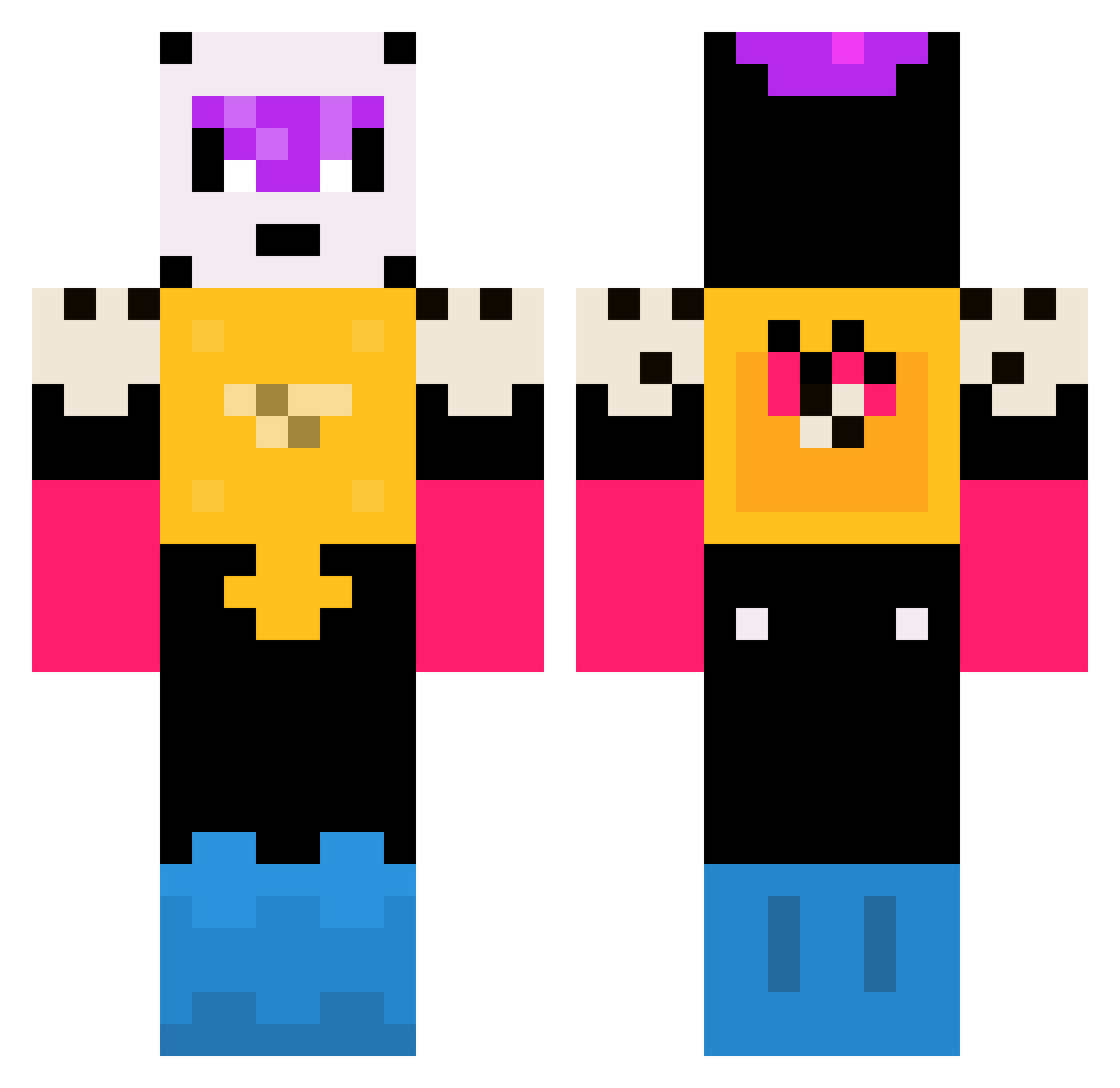 fishlord222 Minecraft skin, front and back view