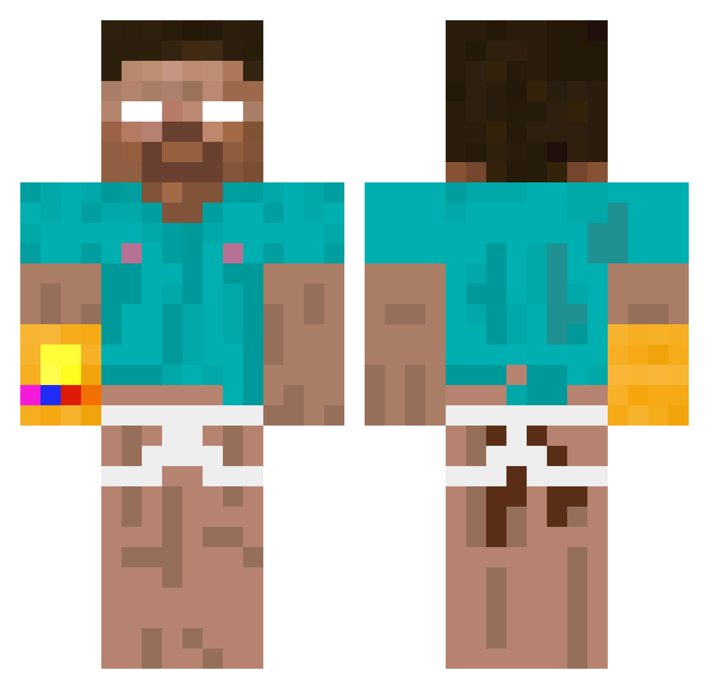 Poopy_Herobrine Minecraft skin, front and back view