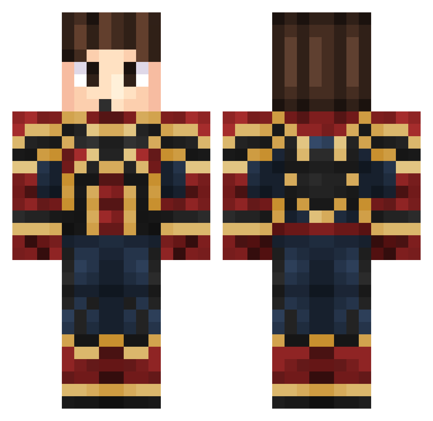 spidertisu Minecraft skin, front and back view