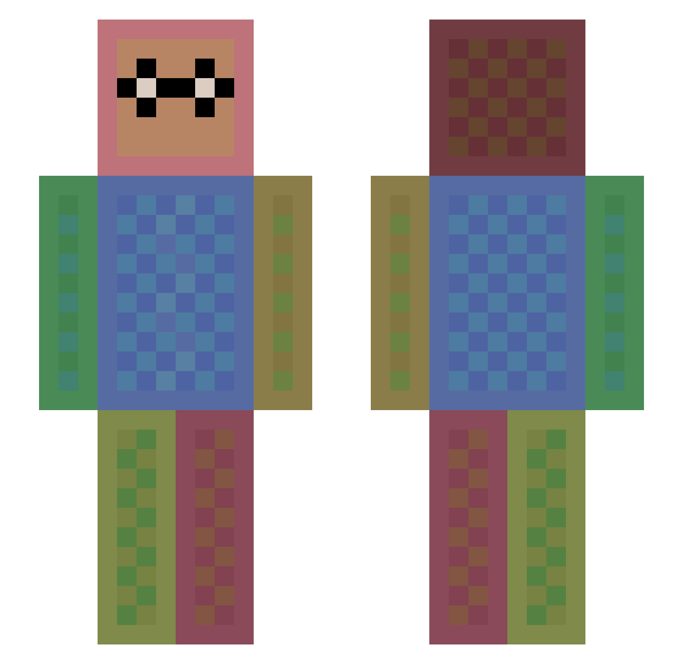 Ztingjammer Minecraft skin, front and back view