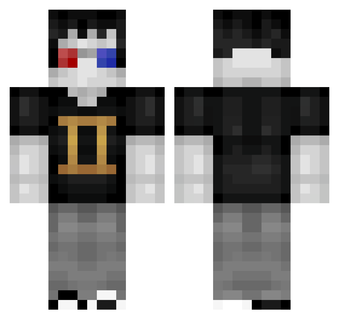 Captor Minecraft skin, front and back view