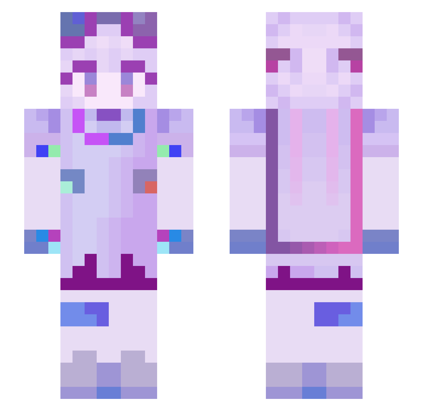 sleepyteller Minecraft skin, front and back view